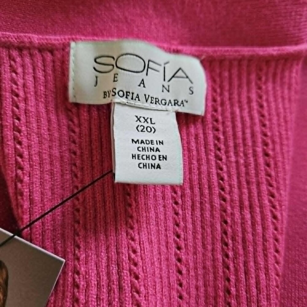 NWT Sofia Vagara Pink Button-Up Women's Sweater Size XXL - Picture 3 of 3